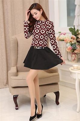 2015春款韓版拼接連衣裙 時(shí)尚修身，一件代發(fā)